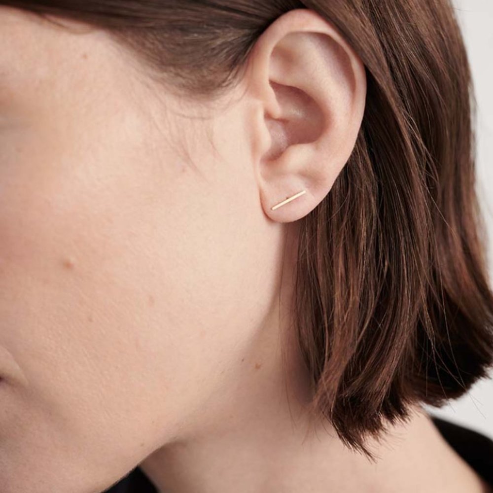 Kathleen Whitaker Staple Stud Earrings 14k Gold